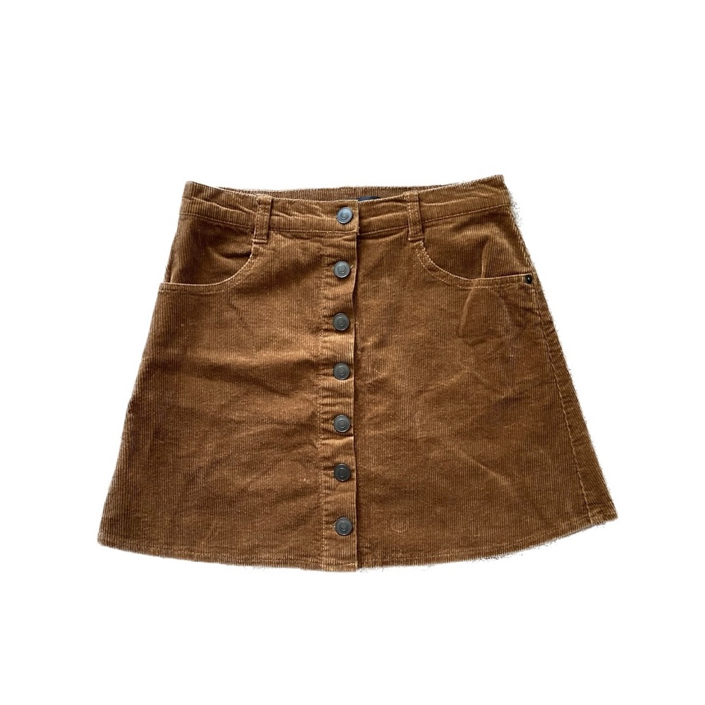 Brandy Melville brown velvet corduroy button down skirt